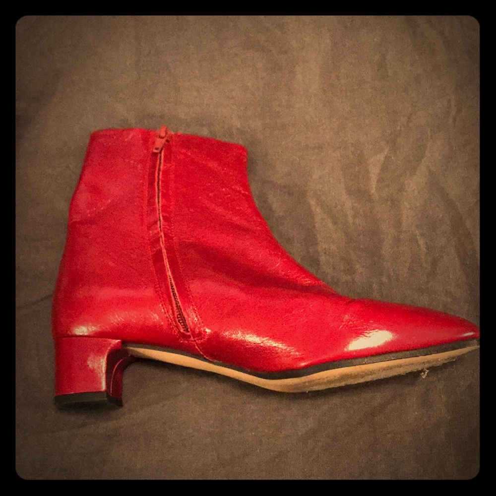 Zara Basic Collection red patent ankle booties